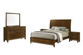 New Classic 00-B0182-35N Ballard - 5/0 Queen 5 Piece Bedroom Set (Bed, Dresser, Mirror, 2 Nightstands) - Brown