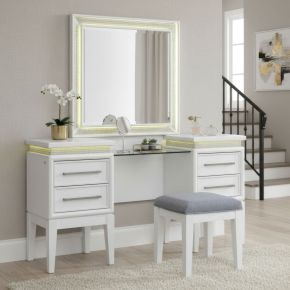 Liberty Furniture 781-BR-VN Reflections - 3 Piece Vanity Set - Pearl White & Rhinestone
