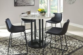 Signature Design by Ashley® D372/23/624(4) Centiar - Black / Gray - 5 Pc. - Counter Table, 4 Upholstered Barstools