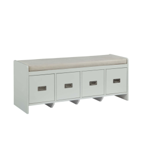 ACME 96775 Berci - Bench - Beige Fabric & White