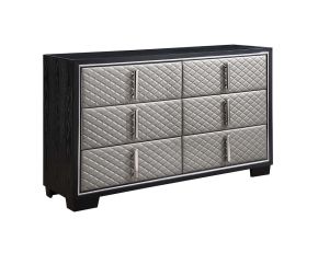 ACME BD01430 Nicola - Dresser - Silver Synthetic Leather & Black