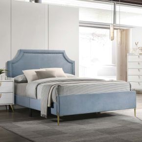 ACME BD01462F Milla - Full Bed - Light Blue Velvet