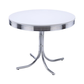CoasterEveryday 2388 Retro - Round Wood Top Dining Table - White And Chrome