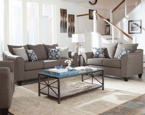 CoasterEssence 506021-S2 Salizar - 2 Piece Upholstered Flared Arm Sofa Set - Gray