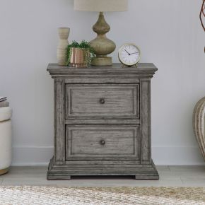 Liberty Furniture 361G-BR61 Big Valley - 2 Drawer Night Stand With Charging Station - Gray