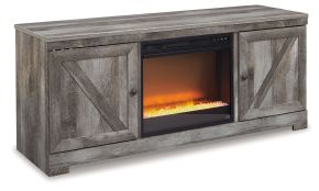 Ashley Furniture W440W4 Wynnlow - 63" TV Stand With Glass/Stone Fireplace Insert - Gray