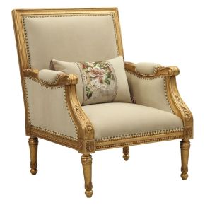 ACME 50838 Daesha - Chair With Pillow - Tan Flannel & Antique Gold