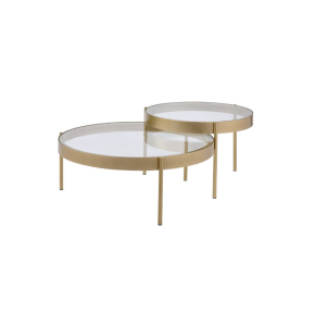 ACME 83095 Andover - Coffee Table - Clear Glass & Gold