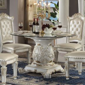 ACME DN01524 Vendome - Round Dining Table With Pedestal Base - Antique Pearl