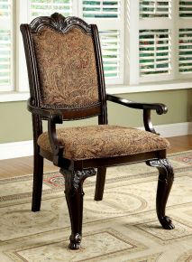 Furniture of America CM3319F-AC-2PK Bellagio Fabric Arm Chair (Set of 2) - Brown Cherry / Brown