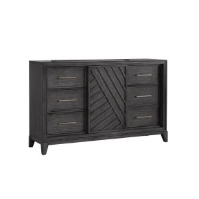 Samuel Lawrence Furniture S964-010 Lenox - 6-Drawer Sliding Door Dresser With Storage - Black