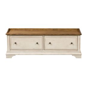 Liberty Furniture 498-OT47 Morgan Creek - Storage Hall Bench - Antique White / Wirebrushed Tobacco Accents