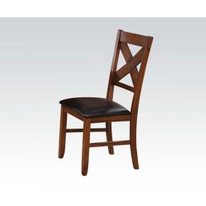 ACME 70003 Apollo - Side Chair (Set of 2) - Espresso Synthetic Leather & Walnut