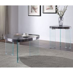 ACME 84915 Noland - Coffee Table - Gray High Gloss & Clear Glass