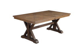 ACME DN00702 Pascaline - Dining Table - Gray Fabric, Rustic Brown & Oak Finish