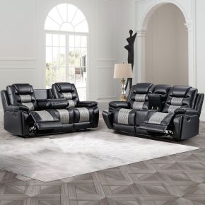 New Classic 20-U7005BKG-2NP New Classic 20-U7005BKG-2NP Nikko - Manual 2 Piece Sofa & Loveseat - Black / Gray
