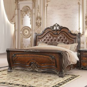 New Classic 00-2477-300 Bella Notte - 5/0 Queen Padded Sleigh Bed Only - Cherry