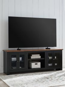 Signature Design by Ashley® W664-68 Wildenauer - XL TV Stand With Fireplace Option - Brown / Black