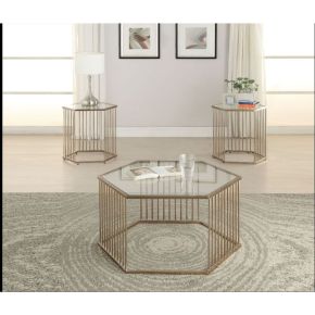 ACME 81240 Oaklie - Coffee Table - Champagne & Clear Glass