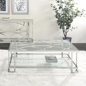 ACME LV02079 Kalan - Coffee Table - Glass & Silver