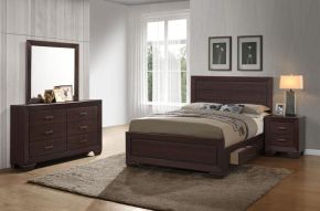 CoasterEveryday 204390KW-S4 Kauffman - California King 4 Piece Bedroom Set - Dark Cocoa
