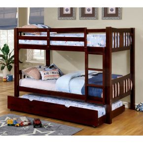 Furniture of America CM-BK929EX-BED Cameron - Twin Over Twin Bunk Bed - Dark Walnut