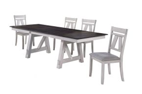 New Classic 40-1903-D4C Maisie - Dining Table & 4 Chairs - White / Dark Brown