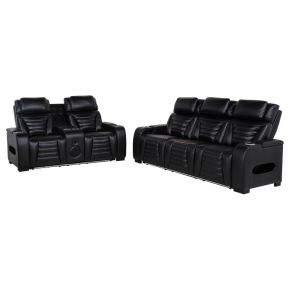 Coaster Fine Furniture 603251PP-S2 Zuma - 2 Piece Faux Leather Dual Power LED Sofa Set - Black