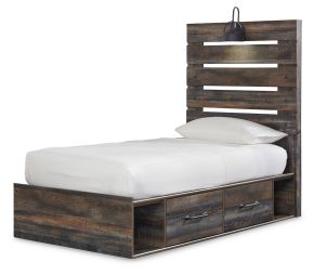 Ashley Furniture B211B8 Ashley Furniture B211B8 Drystan - Twin Panel Bed With 2 Side Drawers - Brown / Beige