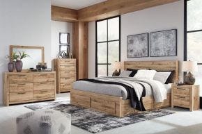 Signature Design by Ashley® B1050/31/36/46/57/54S/95/60/B100-13/92(2) Hyanna - Tan - 10 Pc. - Dresser, Mirror, Chest, Queen Panel Bed With 4 Storage Drawers, 2 Nightstands