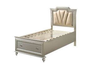 ACME 27240T Kaitlyn - Twin Bed With LED & Storage - Synthetic Leather & Champagne