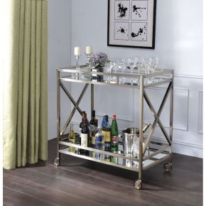 ACME 98352 Kristensen - Serving Cart - Antique Gold & Mirror