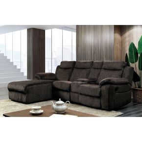 Furniture of America CM6771WG-SECTIONAL Kamryn - Sectional With Console - Brown
