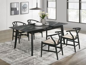 Coaster Fine Furniture 121251-S5 Crestmont - 5 Piece Extension Leaf Dining Table Set - Black