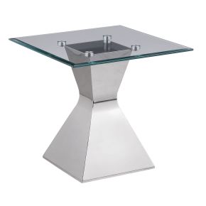 CoasterEveryday 710207 Jenny - Glass Top Stainless Steel Side End Table - Chrome