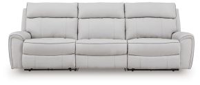 Signature Design by Ashley® PC98802S1 Social Pointe - 3-Piece Power Reclining Sectional - Pearl / Ash