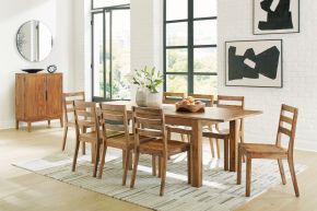 Signature Design by Ashley® D790/35/01(4)/66 Dressonni - Brown - 10 Pc. - Rectangular Dining Table, 8 Side Chairs, Bar Cabinet