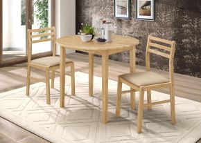 CoasterEveryday 130006 Bucknell - 3 Piece Round Drop Leaf Dining Table Set - Natural