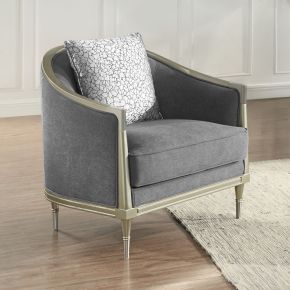 ACME LV04822 Fernando - Chair With Pillow - Gray Chenille & Champagne