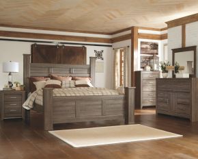 Signature Design by Ashley® B251/31/36/46/68/66/94/92(2) Juararo - 8 Pc. - Dresser, Mirror, Chest, California King Poster Bed, 2 Nightstands - Dark Brown