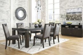 Signature Design by Ashley® D731/35/01(6) Hyndell - Dark Brown - 7 Pc. - Extension Table, 6 Side Chairs