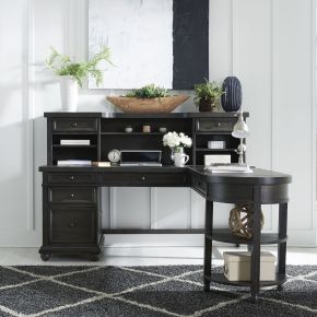 Liberty Furniture 879-HO-LSD Harvest Home - L Shaped Desk Set With Hutch - Black