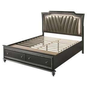 ACME 27277EK ACME 27277EK Kaitlyn - Eastern King Bed With LED & Storage - Synthetic Leather & Metallic Gray