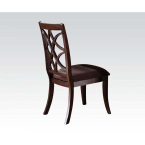 ACME 60257 Keenan - Side Chair (Set of 2) - Brown Microfiber & Dark Walnut