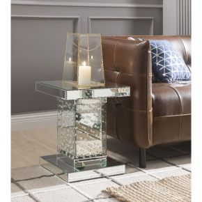 ACME 80284 Nysa - End Table - Mirrored & Faux Crystals - 20"