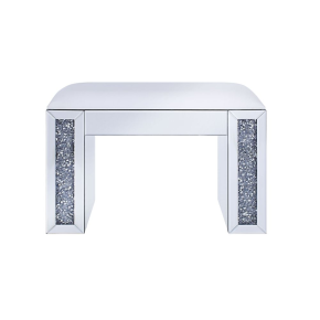 ACME 90467 Noralie - Vanity Stool - PU, Mirrored & Faux Diamonds