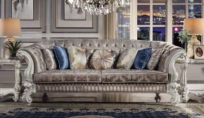 ACME LV01394 Versailles - Sofa - Ivory Fabric & Bone White Finish