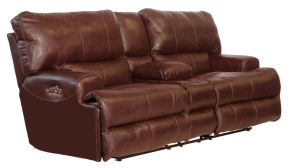 Catnapper 64589-1283/19-3083/19 Catnapper 64589-1283/19-3083/19 Wembley - Italian Leather Match Power Lay Flat Reclining Console Loveseat With Power Adjustable Headrest - Walnut