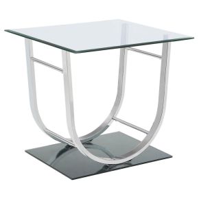 CoasterEssence 704987 Danville - Square U-Shaped Glass Top Side End Table - Chrome
