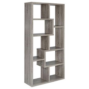 CoasterEveryday 800510 Theo - 7-Shelf Bookshelf - Weathered Gray